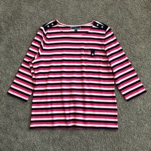 Karen Scott Sport Shirt Womens Size XXL Pink Stripe